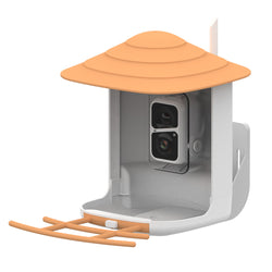 Buy orange-white Bird feeder with camera and AI bird recognition for the garden